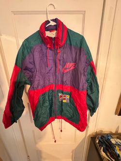 Vintage Nike Windbreaker Jacket 90s Colorblock Purple Green Red