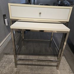 White / Chrome Nesting Tables Set