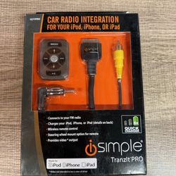 iSimple TranzIt PRO (IS77PRO), a car radio integration kit designed to connect older Apple devices to a vehicle's FM radio