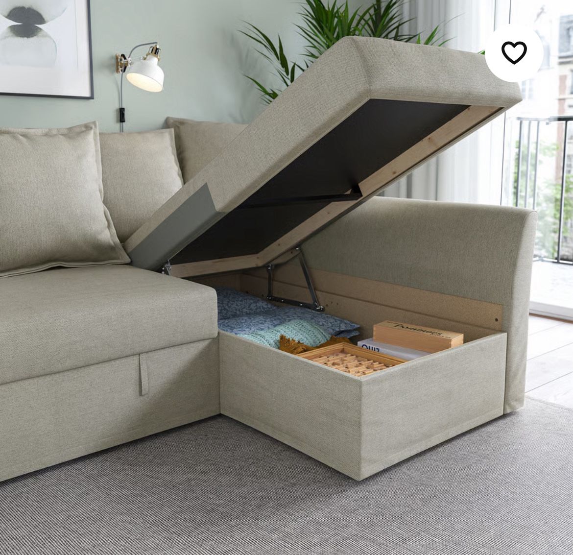 HOLMSUND Sleeper sectional, 3-seat, beige