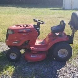 Troy built riding lawnmower with bagger