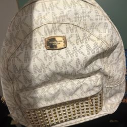 White Leather Michael Kors Backpack Unisex 