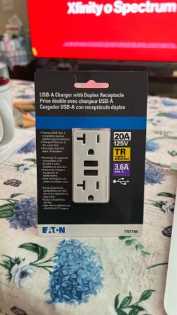 Eaton usb-a charger duplex receptacle