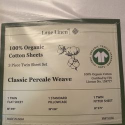 Twin Sheet Set - White Oraganic Cotton 