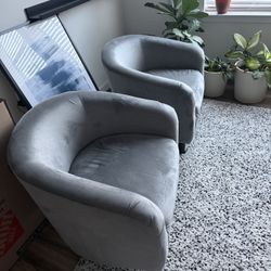 2 Velvet Accent Chairs 