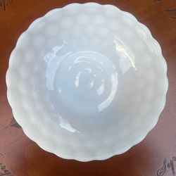 Vintage Milk Glass Bubble 8" Round Serving Bowl