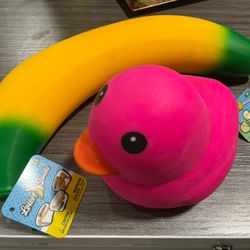 Viral Hot Pink Duck And Banana Squishy