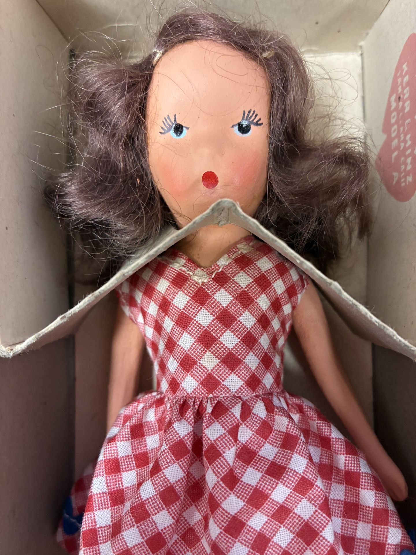 Kerr & Hinz Peg O' My Heart Doll Miss Brunette Bisque 7" Vintage In Original Box
