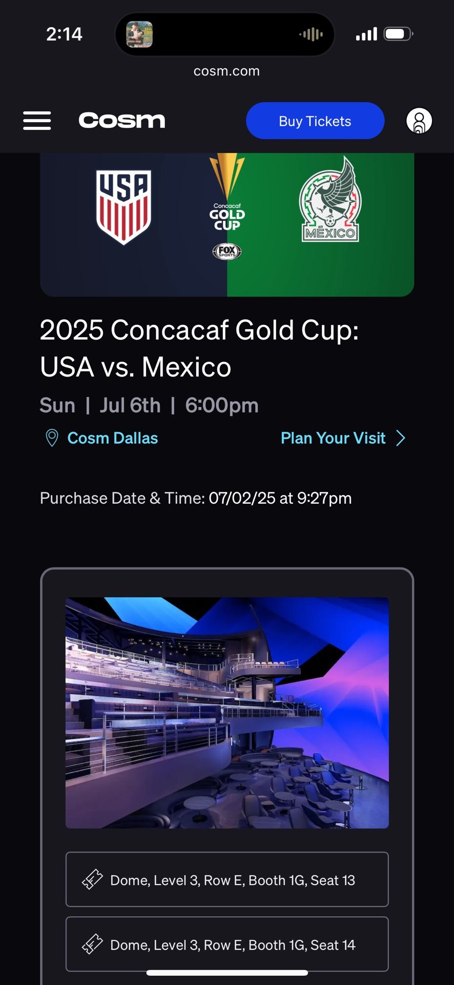 Mexico Vs USA at The Cosm
