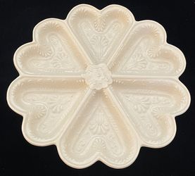 Ceramic Divided Serving Dish: Scalloped Flower Shape Relish Tray