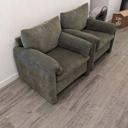 2 Chenille Oversized Armchair-Modern Large Chair & Single Sofa Lounge, 34'' Wide