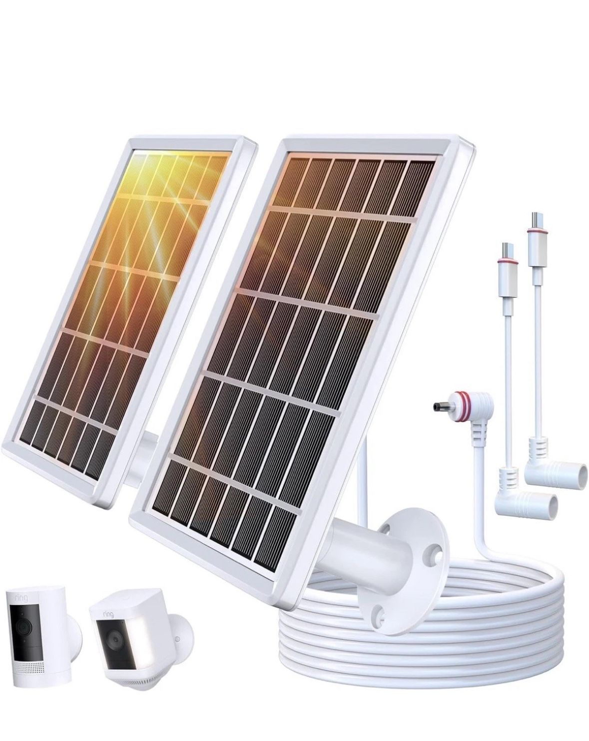 Solar Panel Charger for Ring Camera, Camcorder Solar Charger Compatible with Ring Stick Up Cam, Stick Up Cam Pro Battery, Spotlight Camera Plus Batter