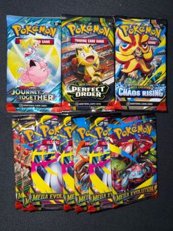 Pokemon Booster Pack Lot – Mega Evolution, Chaos Rising, Journey Together & Perfect Order