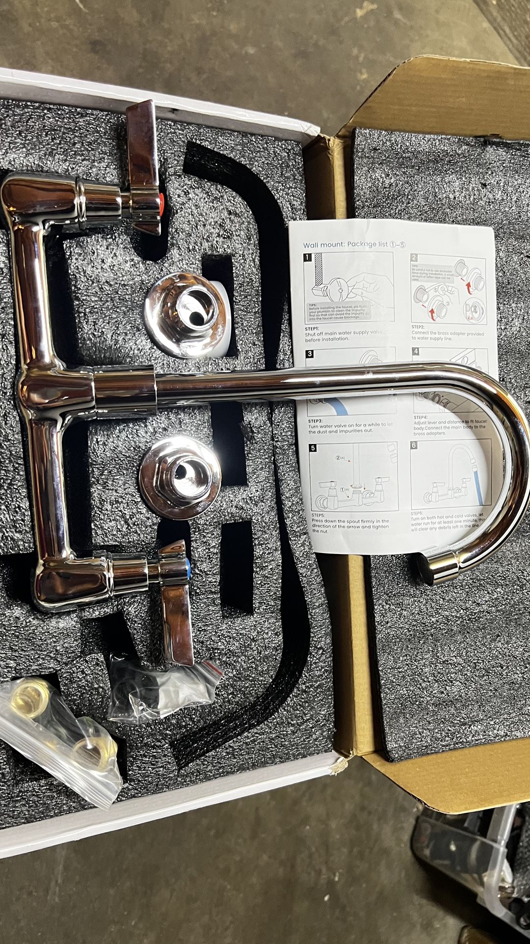 Wall Mounted Kitchen Faucet Wall Mount Laundry Sink Faucet, chrome $40