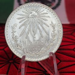 Mexico 1 Un Peso 1940 Silver .730 KM455