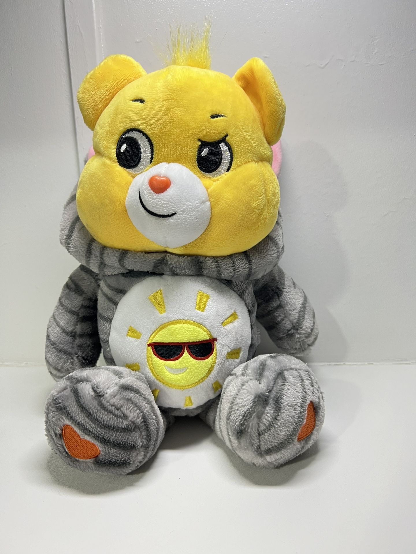 Care Bears 12” Funshine Bear Kitty Cat Hoodie Friends Collector Yellow Plush