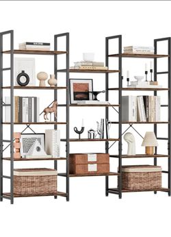 5 Tier Rustic triple wide bookshelf