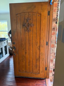 Solid Wood Entry/Front Door with Iron Hardware