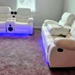 Brand New Byers Market Gel Leather  🧊 Reclining Sofa & LS Sets with Bluetooth, Speakers, LEDs ➕️