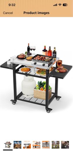 Outdoor Grill Cart with Side Tables and Shelves
