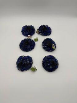 Blue Decorative Flat Stones Net Bags – Set of 6