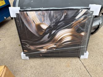 Abstract Wall Art Canvas Painting Black Gold Bronze 40x30 Framed Decor