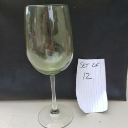 Set Of 12 Beautiful Sage Green Wine Glasses