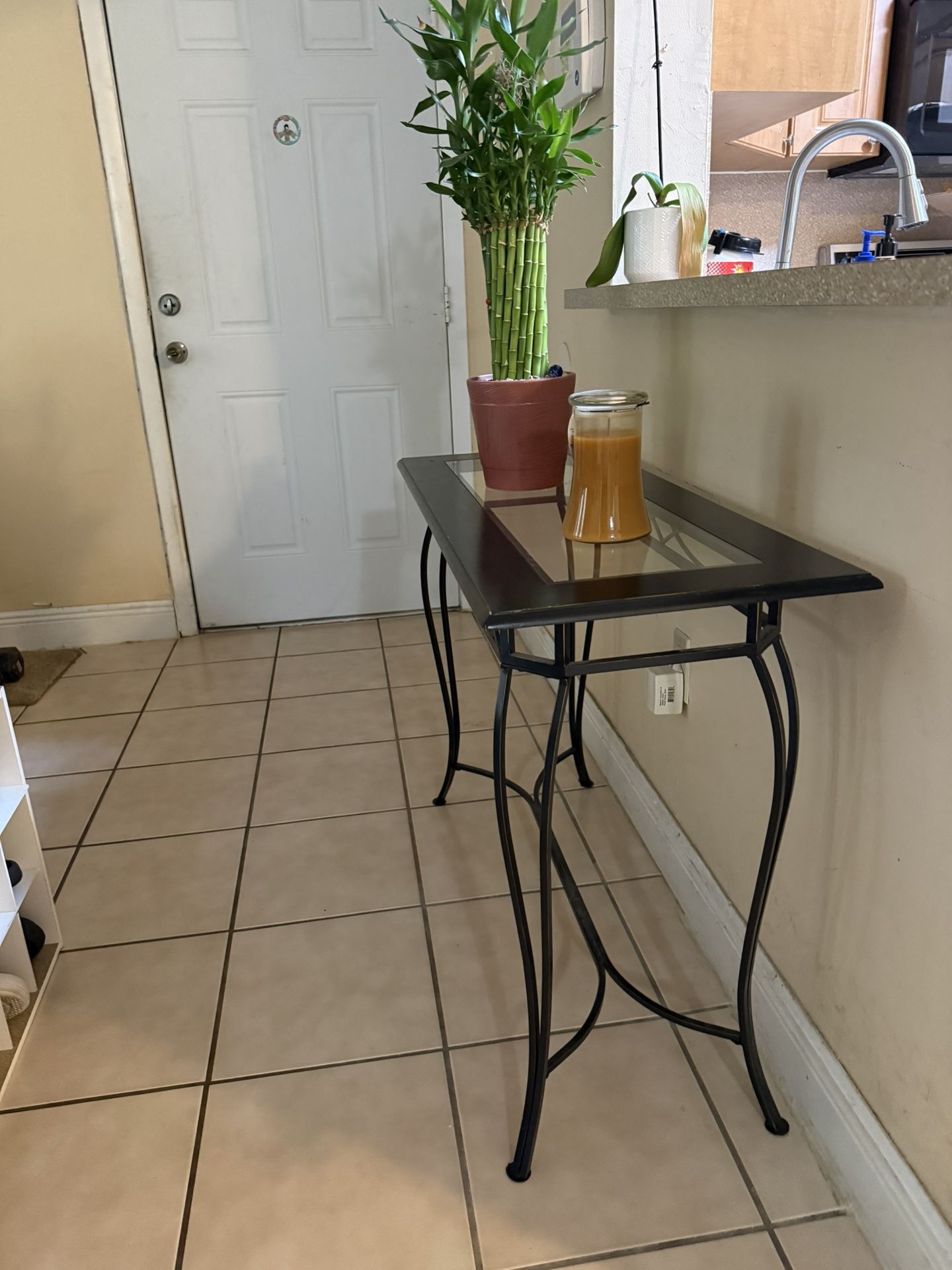 Iron With Glass Entry Table