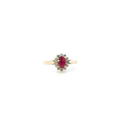 10K Yellow Gold Ruby & Diamond Womens Ring - 0.24ct