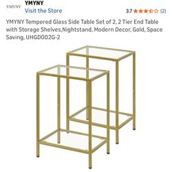 2 gold nightstands