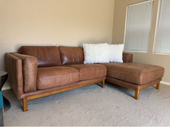 West Elm Leather 2-Piece Chaise Sectional