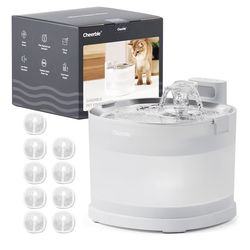 🔥Brand new🔥 Pumpless Pet Fountain Elfin E1+ with 9 Extra Filters, Wireless Pet Fountain Battery Operated, 2L/67oz E1+ Automatic Water Dispenser Cats