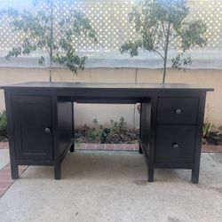 IKEA Hermnes Black Brown Wood Desk