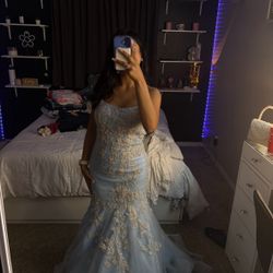 Baby Blue Mermaid Prom Dress 