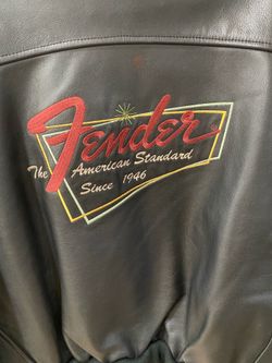 Fender guitar brand leather bomber jacket