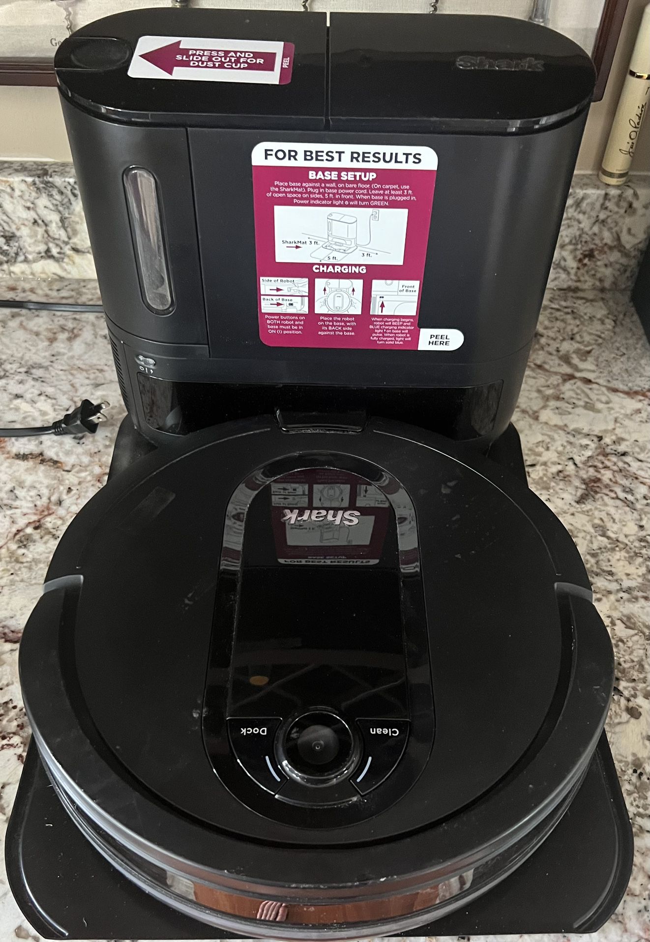 Shark® EZ Robot Vacuum with Self-Empty Base, Row-by-Row Cleaning, Powerful Suction, Perfect for Pet Hair, Wi-Fi, Carpets & Hard Floors, RV910S