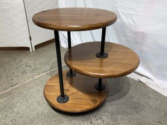 Sturdy Industrial Round 3-Tier Accent Table