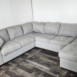 Large Gray 3 Piece Sleeper Sectional with Chaise