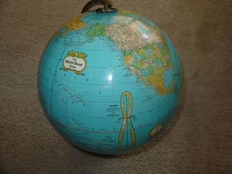 Vintage 12-inch "Imperial World Globe" W/Wood Tone Stand Nice