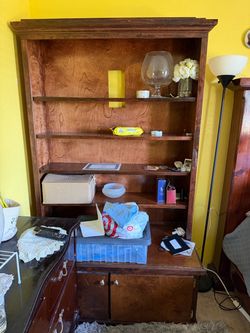 Wooden bookshelves