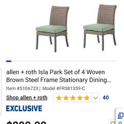 New In Box Allen Roth Isla Park Dining Chairs