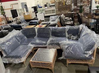 Assembled New 7 Piece Outdoor Wicker Patio Furniture Set Rattan Sectional Sofa Couch Patio Set