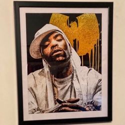 Method man from wutang clan art piece on black frame