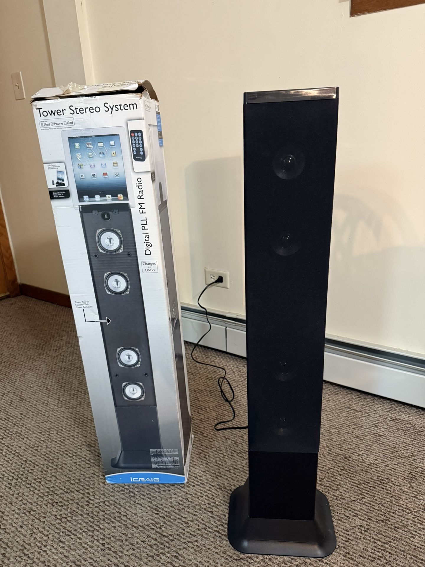 Icraig Stereo Tower Speaker Single CHT907 Docking iPhone/iPod