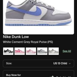 Nike Dunk low White  Cement Grey Royal Pulse 
Used
Size 13.5c