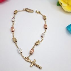 Rosary   Bracelet Gold-plated  3-colors 18k 