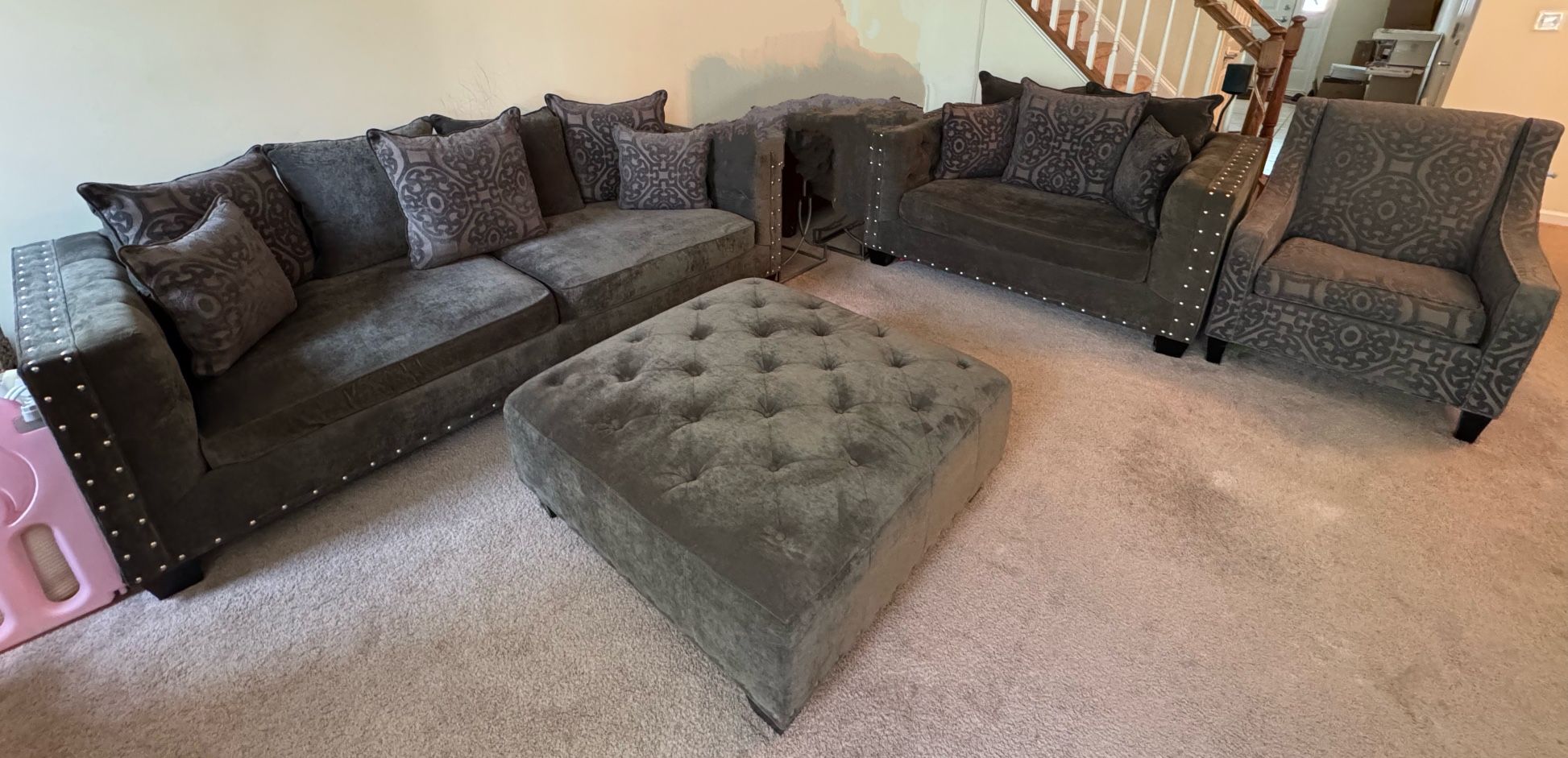 Raymour & Flanigan - Cindy Crawford Sofa Set, Ottoman, And Chair
