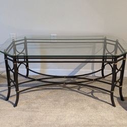 Glass Table With Gold/Black Metal Base