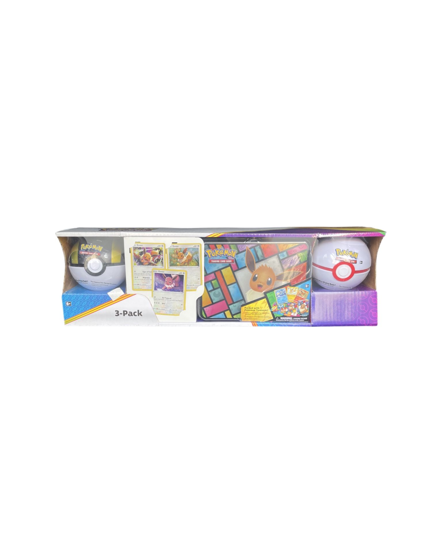Costco Evee Pokemon Trading Cards 3-Pack  - Collector Chest & Poké Balls