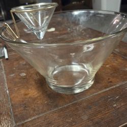 Vintage Anchor Hocking Sparkling Crystal 3 pc Chip & Dip Set. 